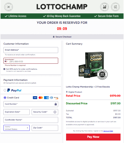 Lotto Champ - Secure Order Form